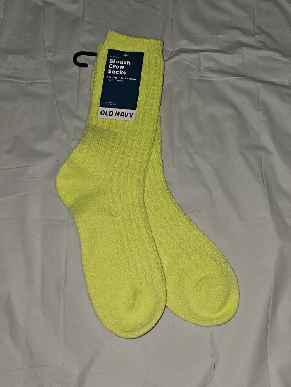 Old Navy Women's One Size Slouchy Textured Crew Socks Yellowlime New